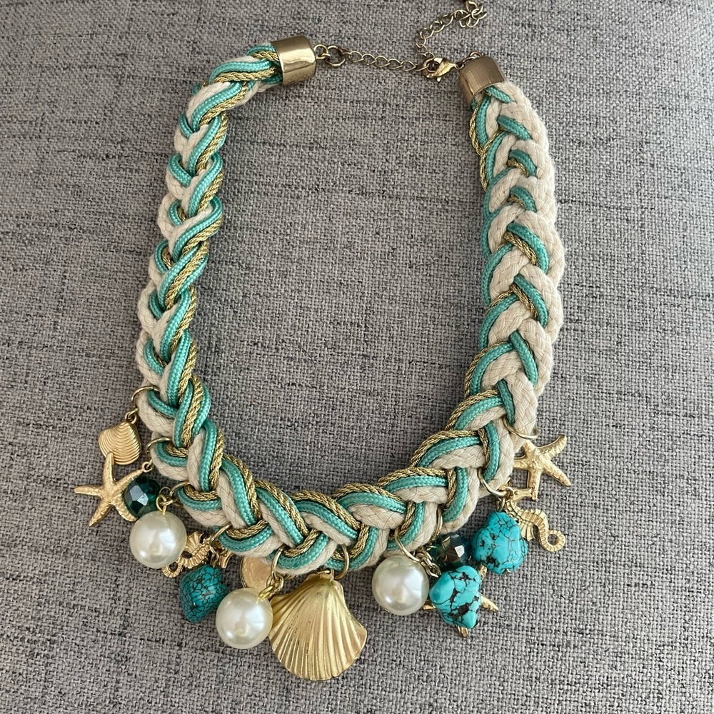 Teal cream and gold Nautical necklace. Sharp. Wore once